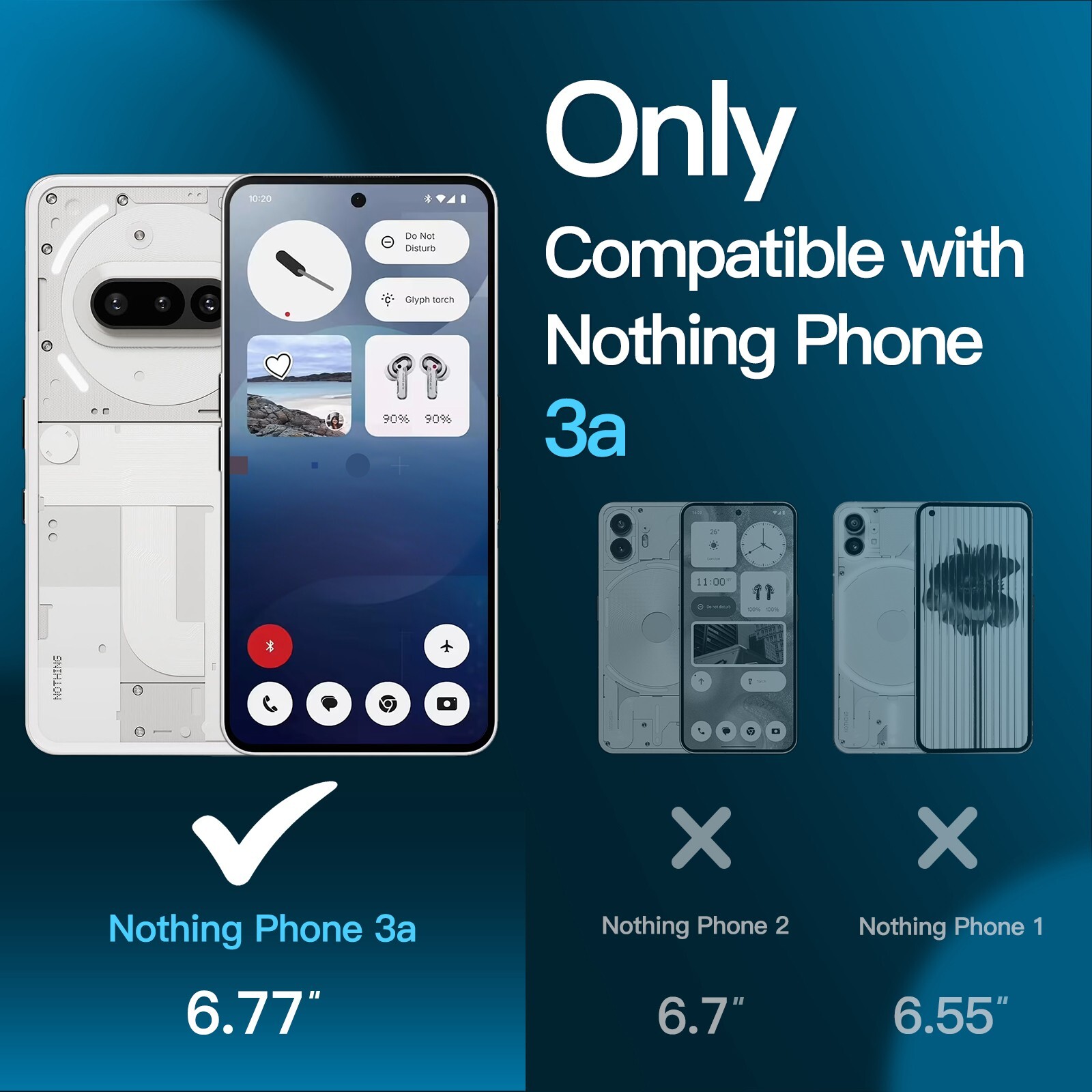 Screen Protector for Nothing Phone 3a, with Easy Installation Tool, 3-Pack