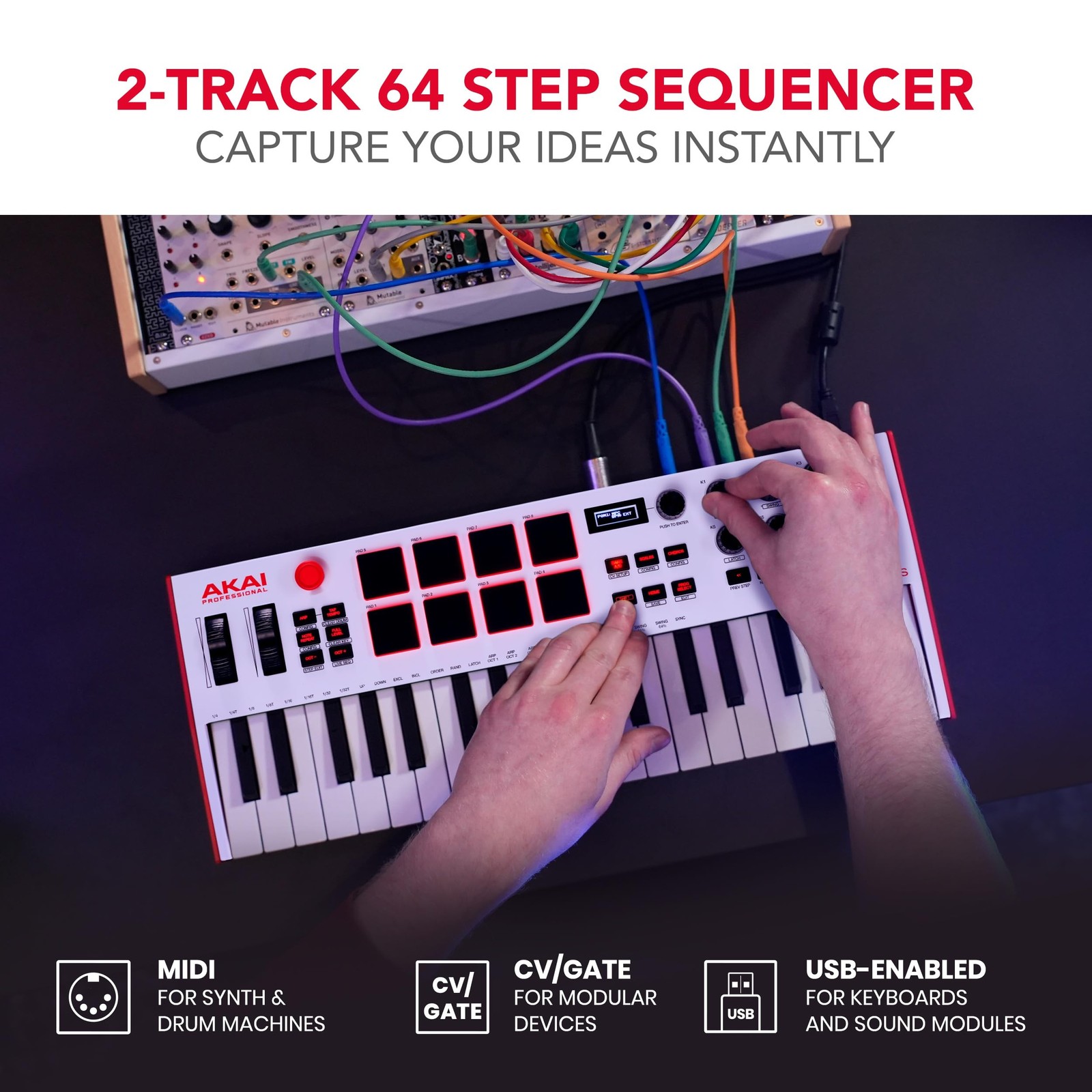 MPK Mini Plus - USB MIDI Keyboard Controller with 37 Mini Keys, 8 MPC Pads, Sequ