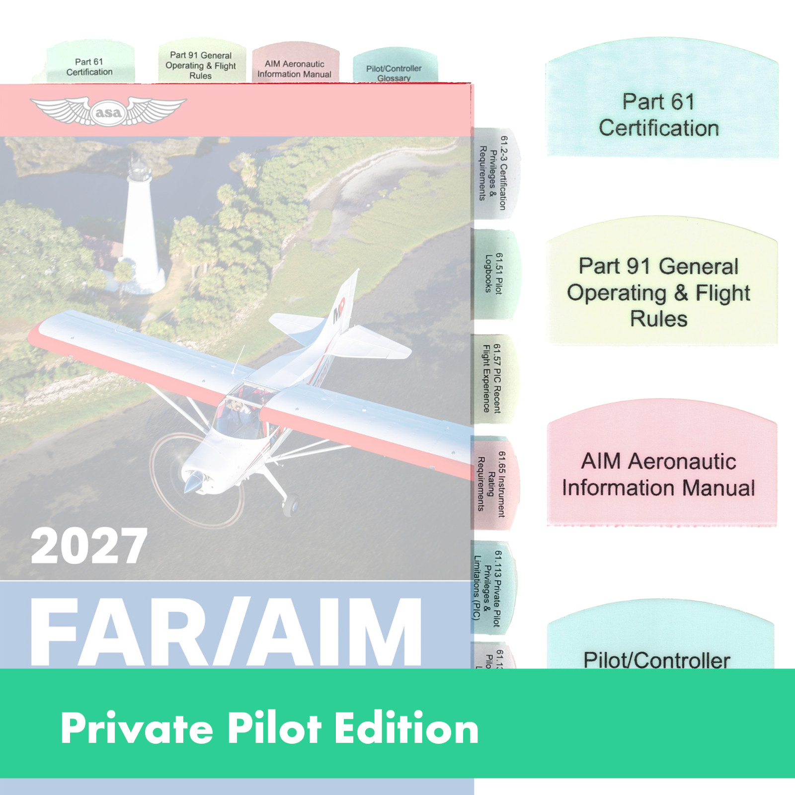 Tabs for FAR/AIM for Private Pilot Licence, 50 tabs  (Book not included)