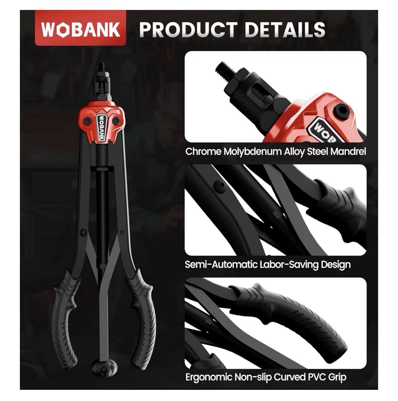 WOBANK 16” RIVET NUT TOOL KIT [Missing Pieces: See Pics/description]