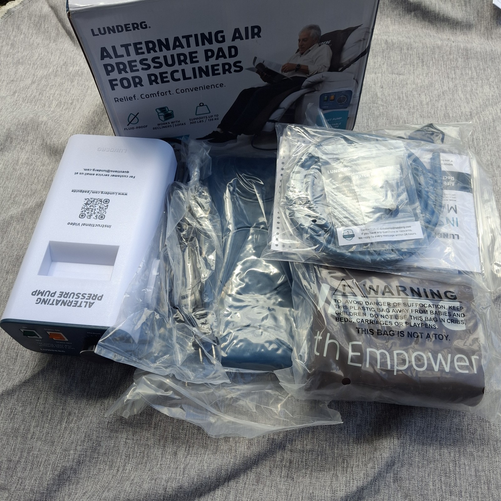 Lunderg Alternating Air Pressure Pad for Recliner Chair  w/ Static Mode 300lbs