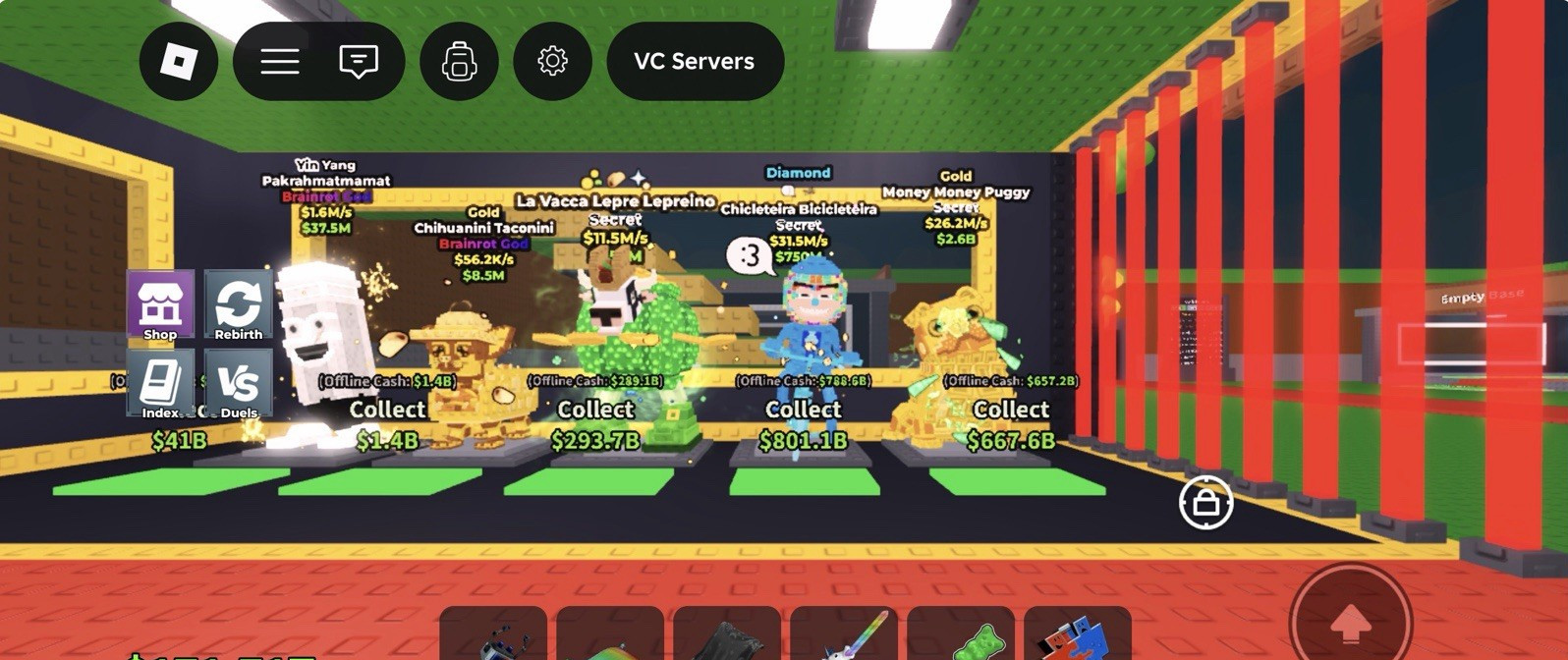 VC Servers Gold Diamond Brainrot God Secret Game Item Asset