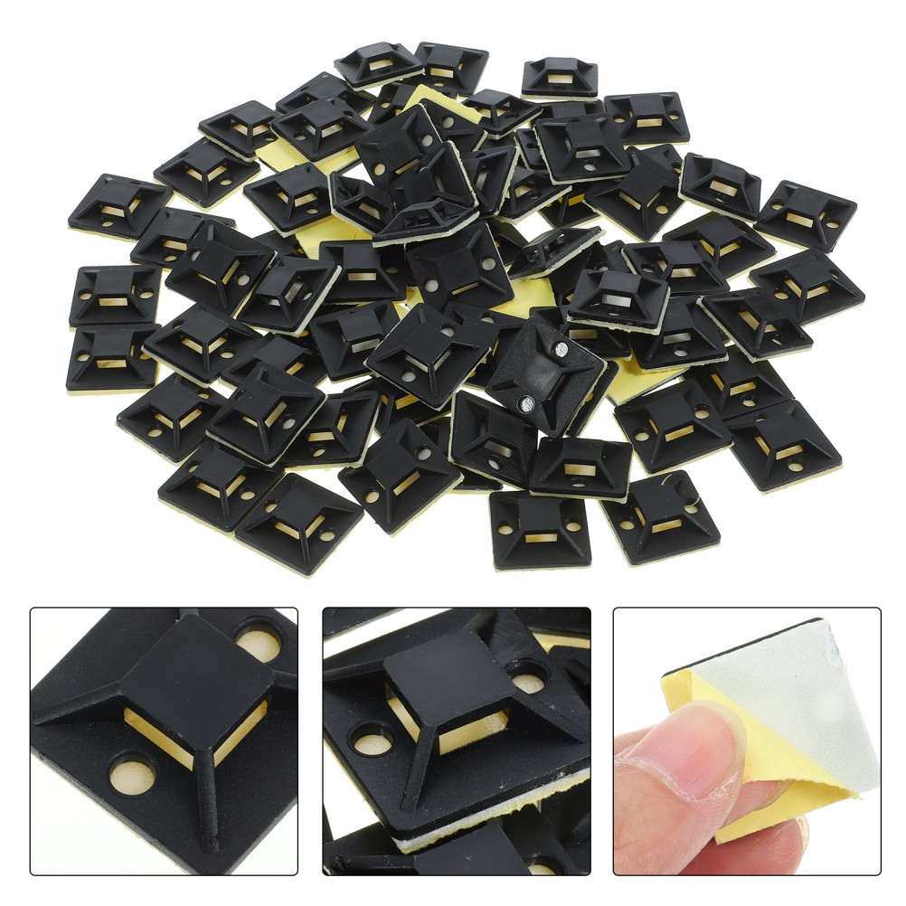 100pcs Cable Management Anchors Zip Tie Holders Adhesive Cable Ties Holders Zip