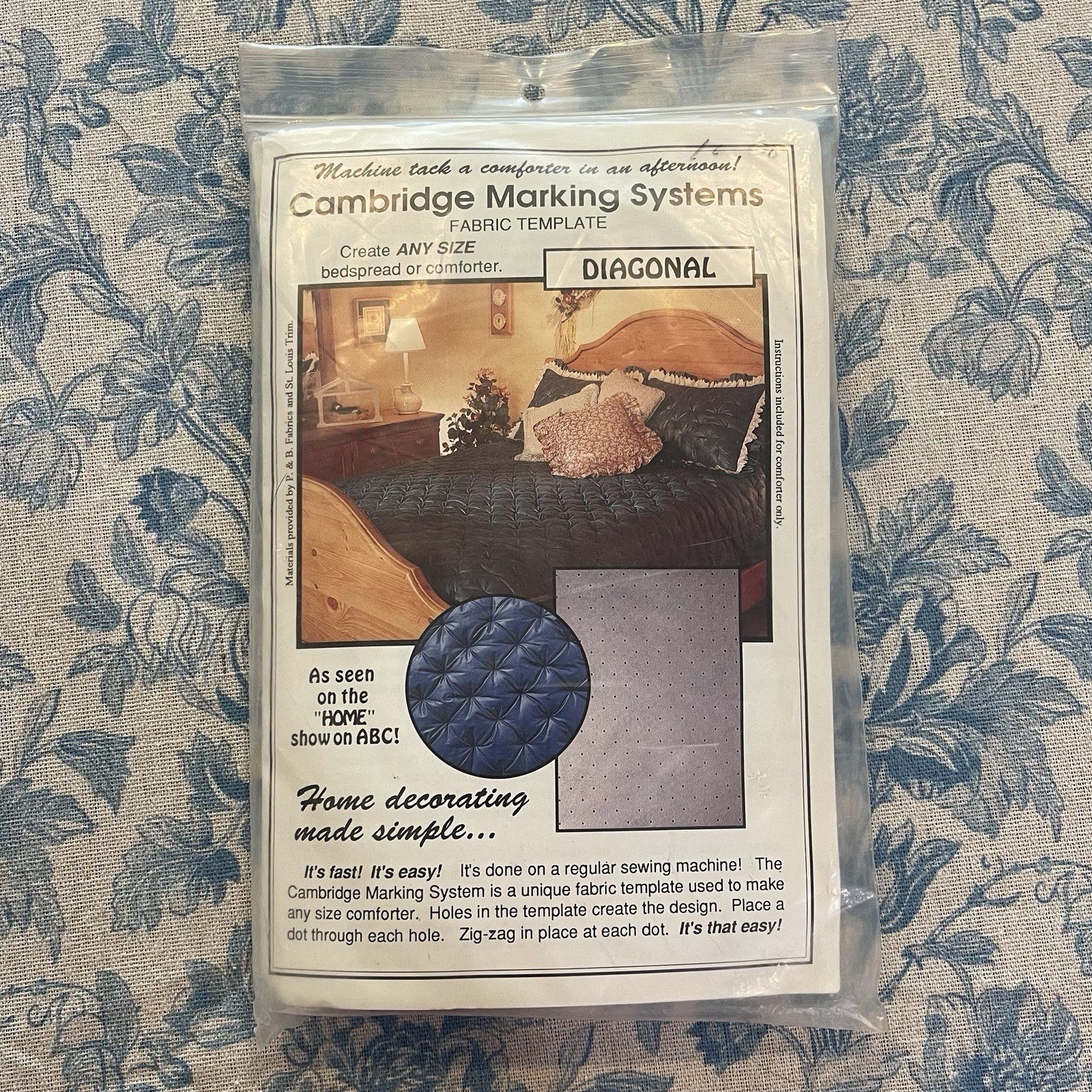 Cambridge Marking Systems Diagonal Comforter Fabric Template Quilt Pattern VTG