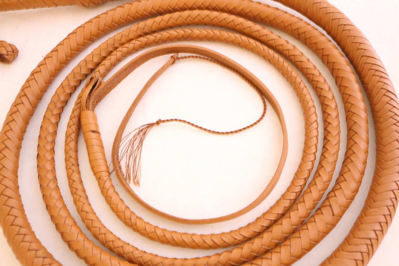 Genuine Leather BullWhip 12 Feet, 12 Plaited, Tan Brown, Heavy Duty Bull Whip