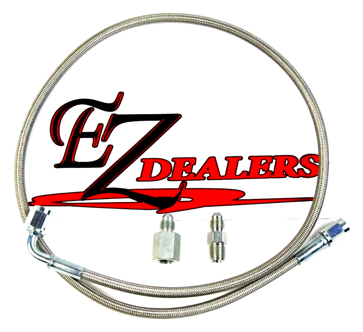 30" Braided Line Gauge Line Kit Str. x 90 degree Oil Fuel Pressure 1/8" NPT 3 AN