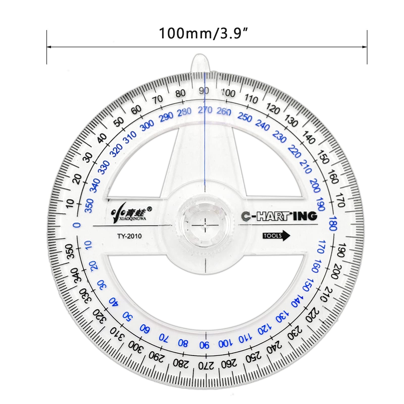360° Protractor Pack of 2 Protactors Plastic Protractor Math Protractors Clea...