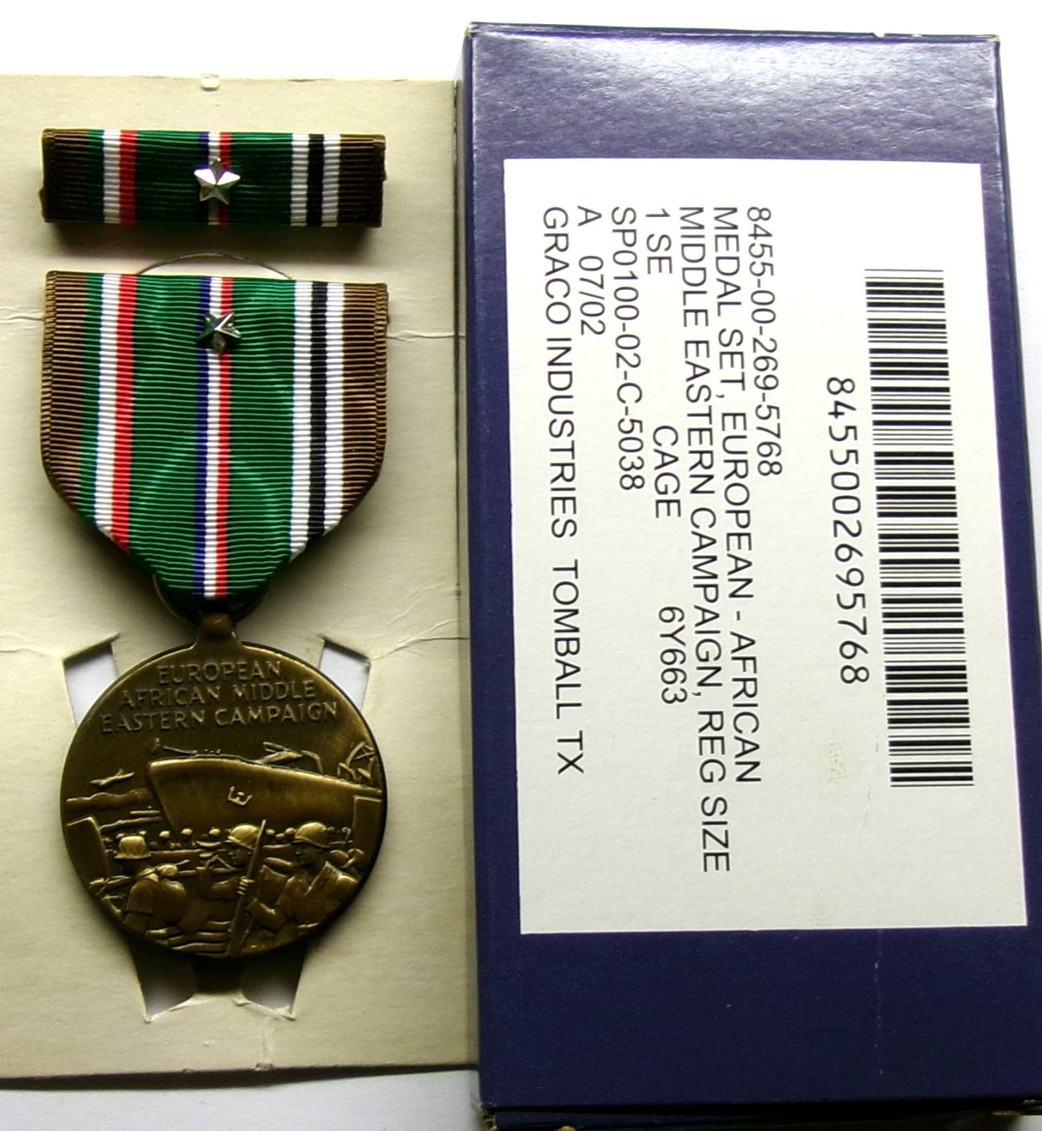 WW II European African Campaign Medal Set in GI Issue Box & 1 Silver Battle Star