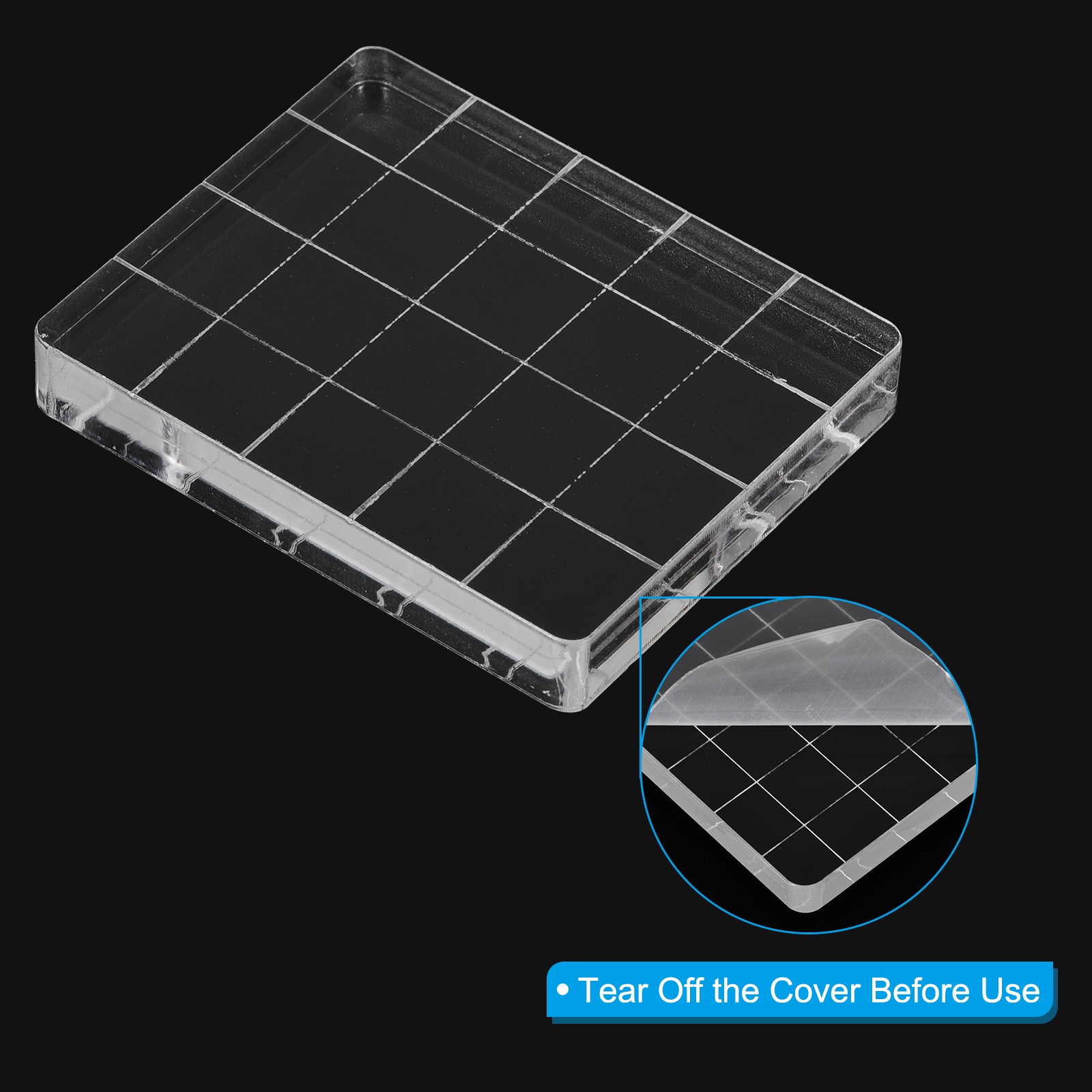 Acrylic Stamp Block, 5 Pack Rectangle Shape with Grid Lines, 2" x 1.57"