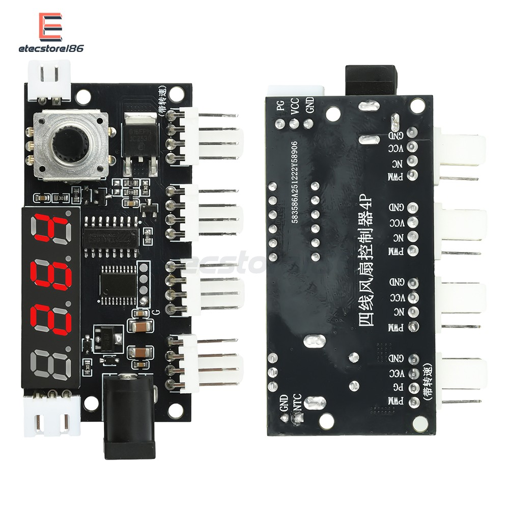 DC 5-24V 5A 4-way PWM Fan Speed Control Intelligent Temperature Control Module