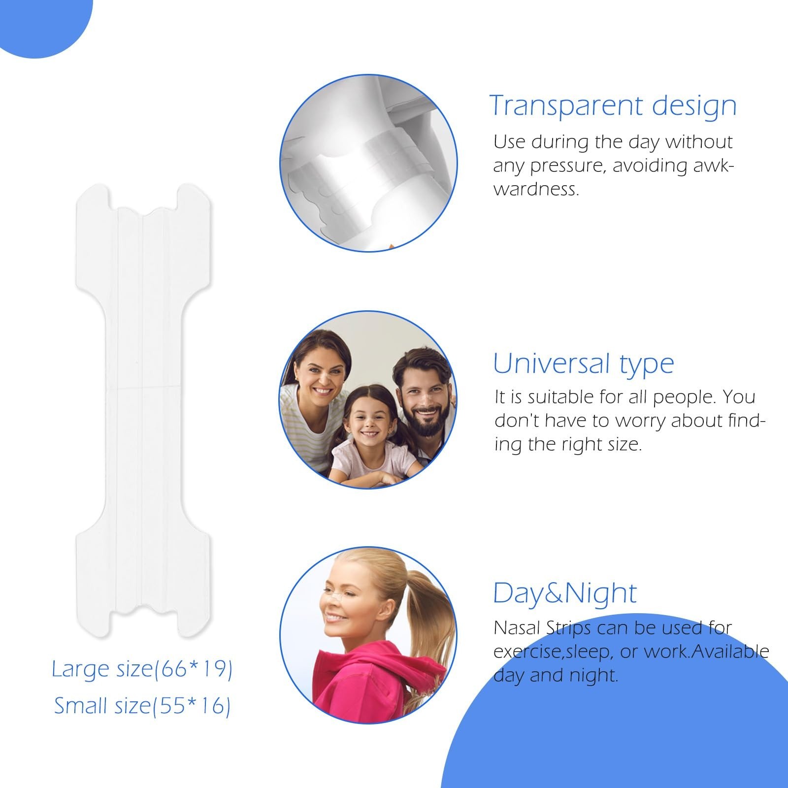 Upgraded Version - Invisible and Transparent Nasal Strips (66mm*19mm) (100) 100