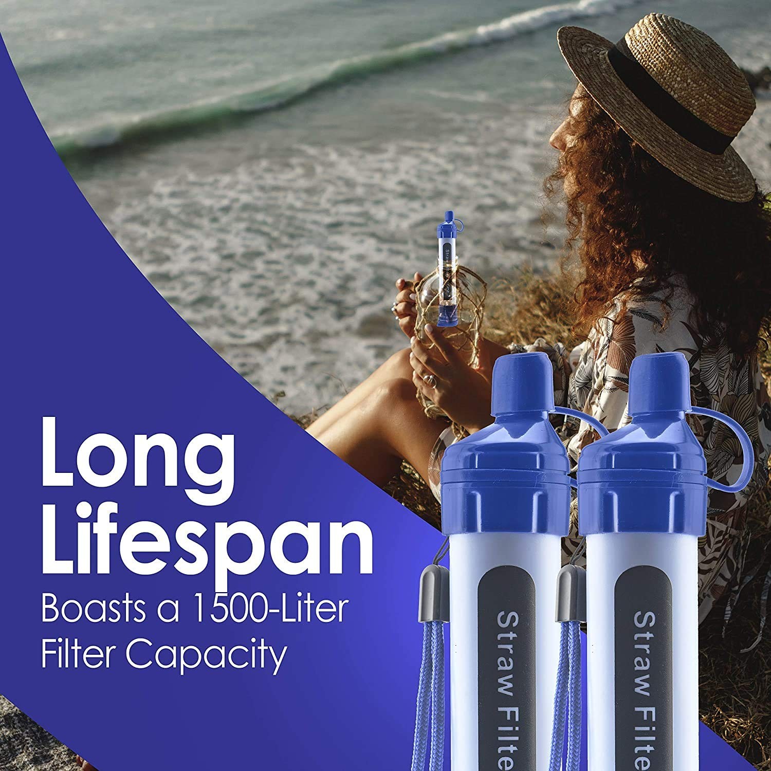 Logest 4 Pack Water Filter Straw - Portable, Compact, Multipurpose Water Puri...