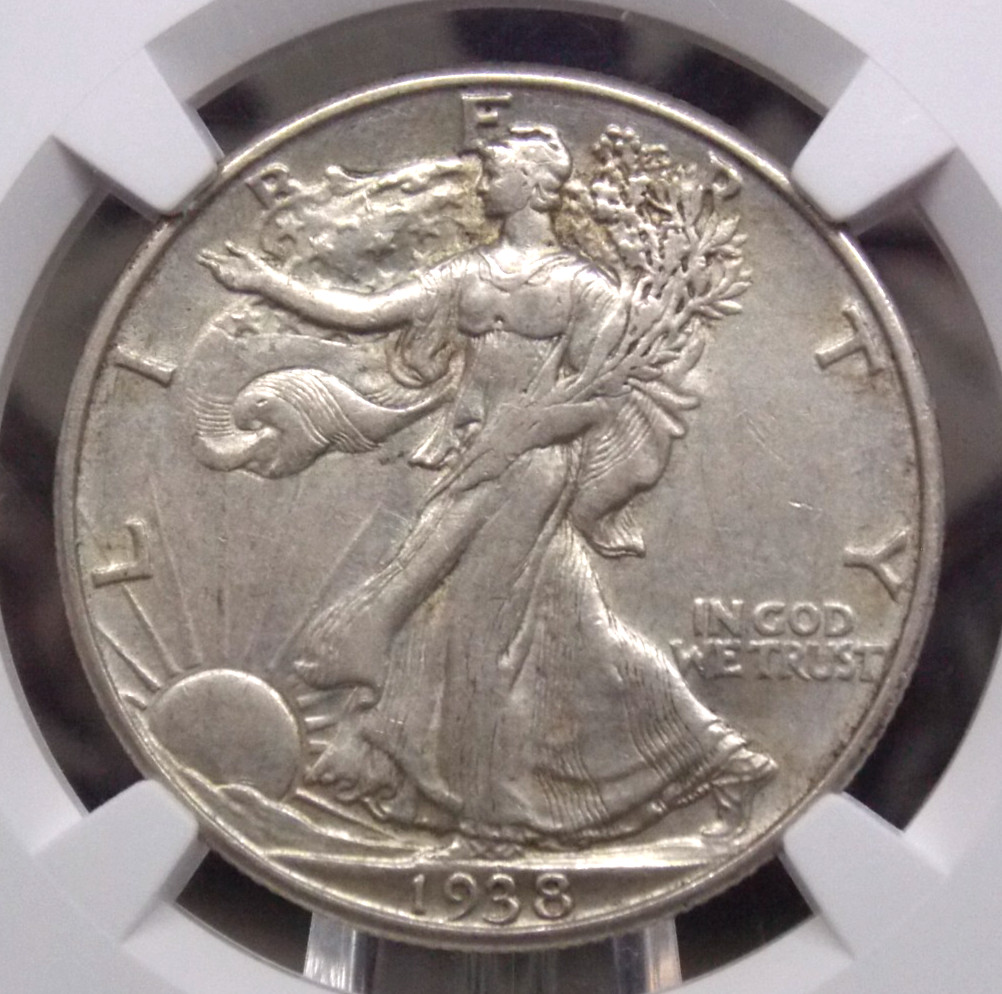 1938 "D" Walking LIBERTY Half Dollar 50c NGC AU50 #029 About Unc ECC&C, Inc.