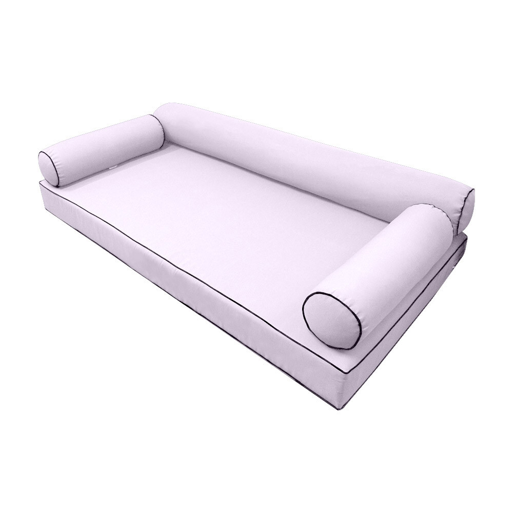 |SLIPCOVER ONLY|S6 Daybed Bolster Pillow Covers Contrast Piped Trim Twin AD107