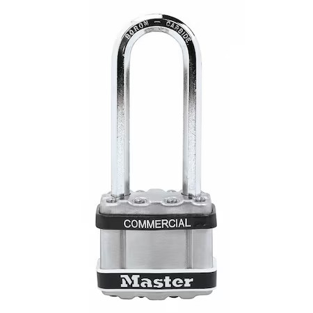 Master Lock M1ljsts Padlock, Keyed Different, Long Shackle, Square Stainless