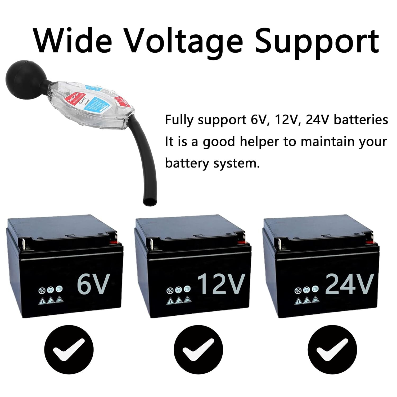 Rapid Battery Hydrometer Tester, Deep Cycle Tool for 6V 12V 24V Golf Cart System