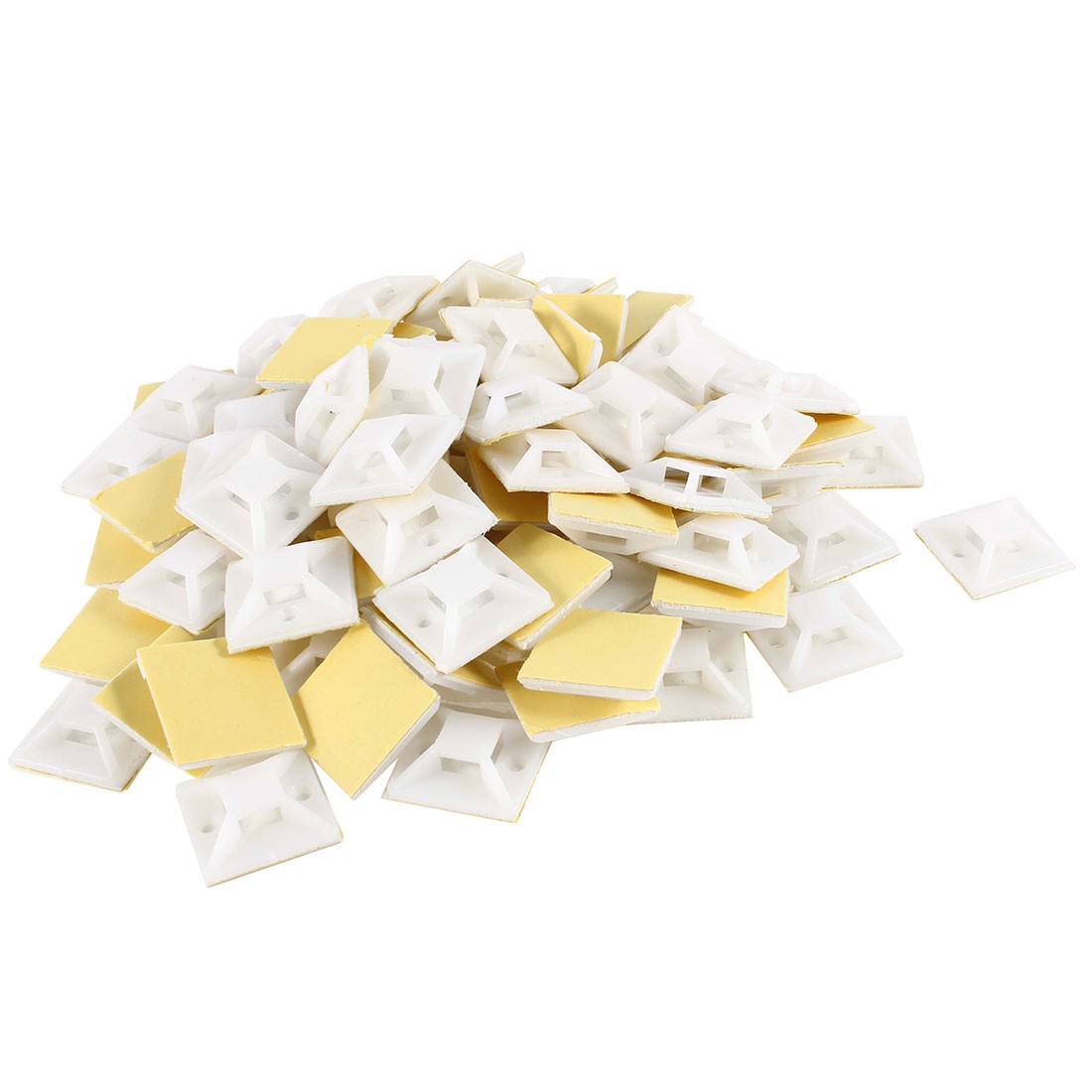 100 Pcs Plastic Adhesive Cable Zip Tie Mount Base 25mmx25mm White
