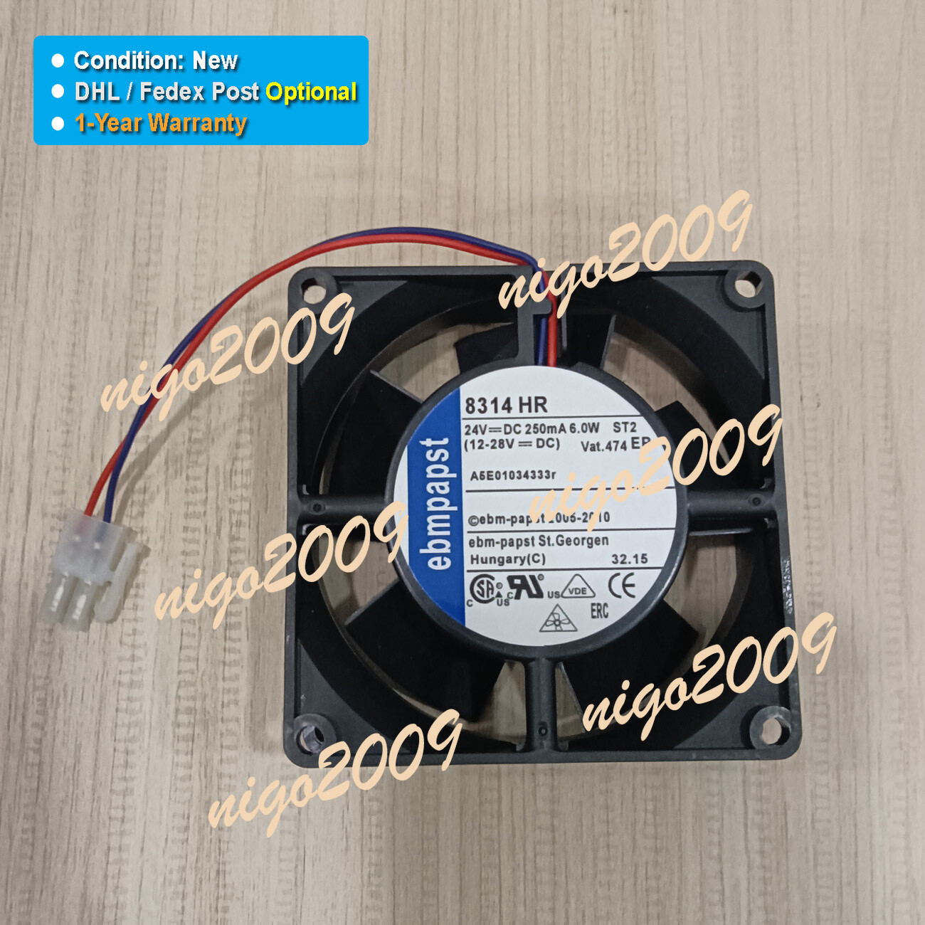 1PC New A5E01034333R 8314HR 8314 HR Series Inverter Fan 24VDC 250mA 6W 2-Wire