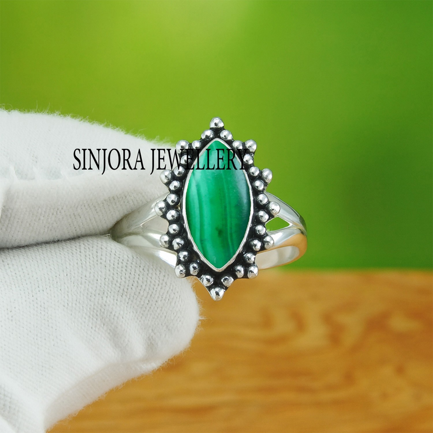 Malachite Gemstone 925 sterling silver Handmade Gift Ring US size 5 to 13