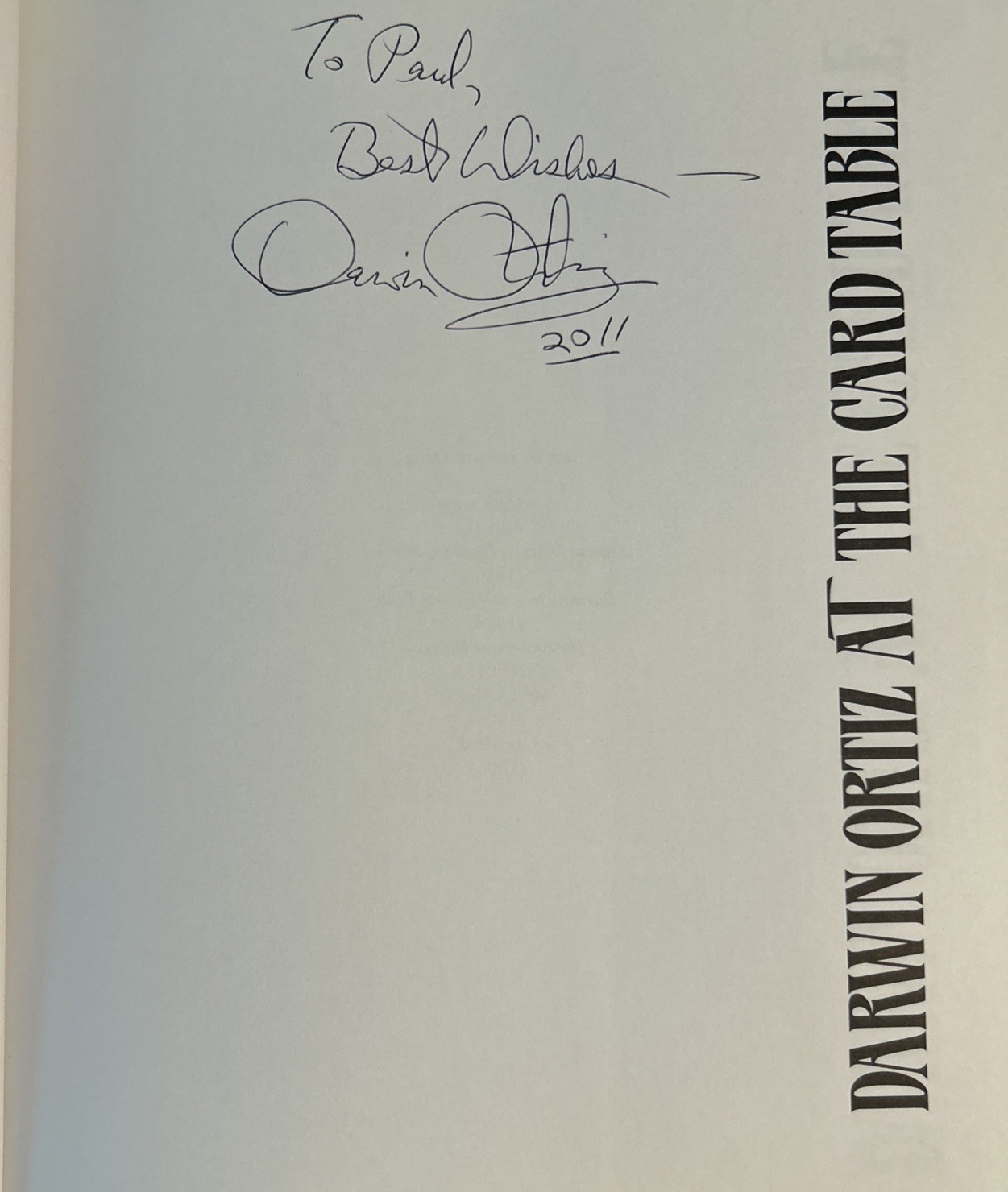 DARWIN ORTIZ ~ AT THE CARD TABLE  HC Book ~ Signed