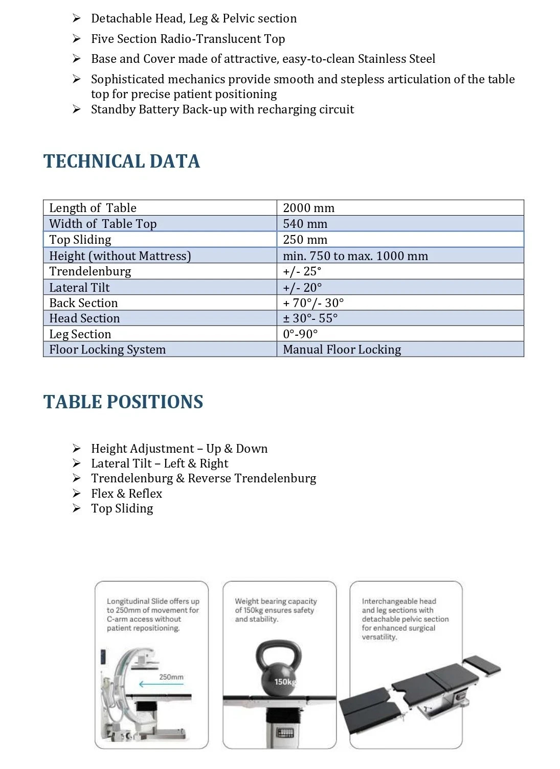 -Electric Operation Table C-Am Surgical with remote Electric operating table.-