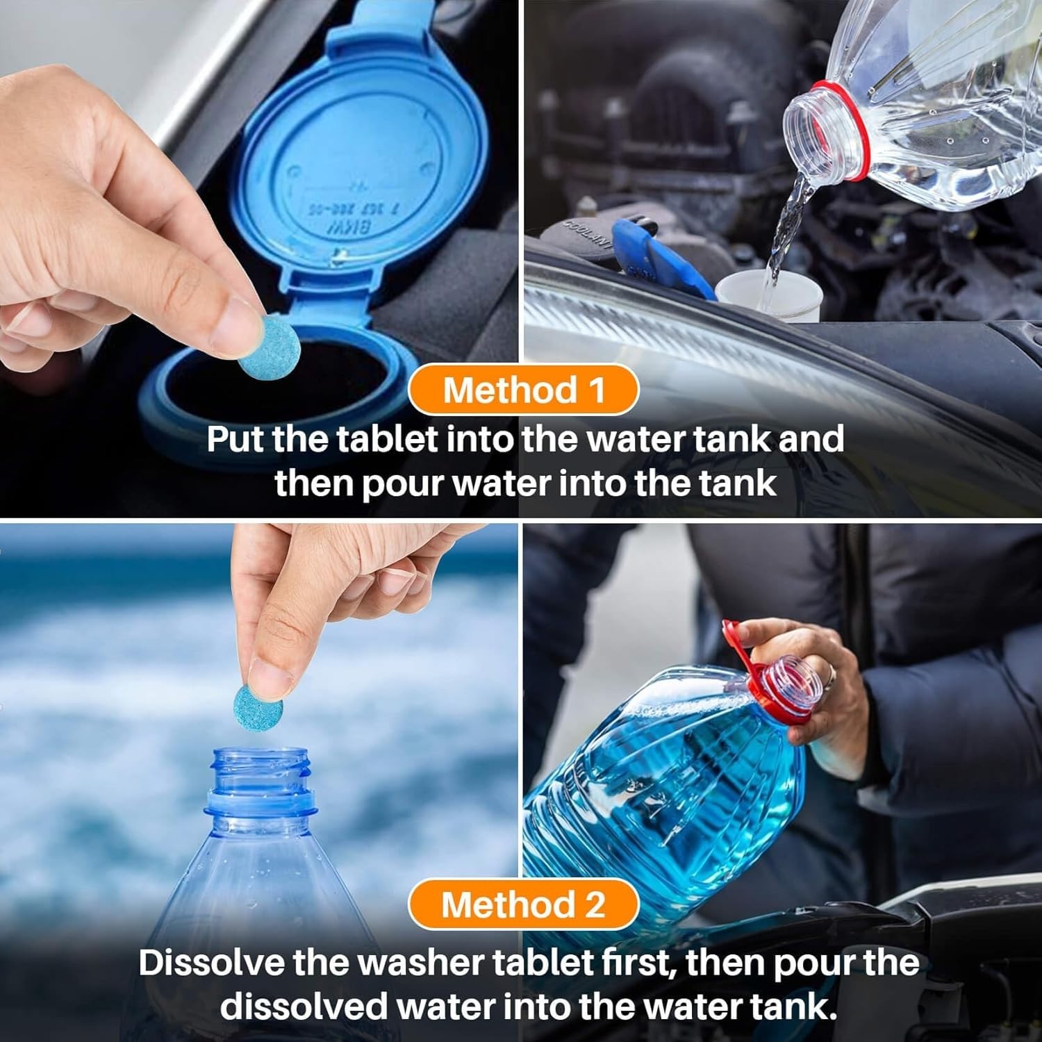 Car Windshield Washer Tablets - 100 PCS Washer Fluid Tablets Glass Cleaner Conce
