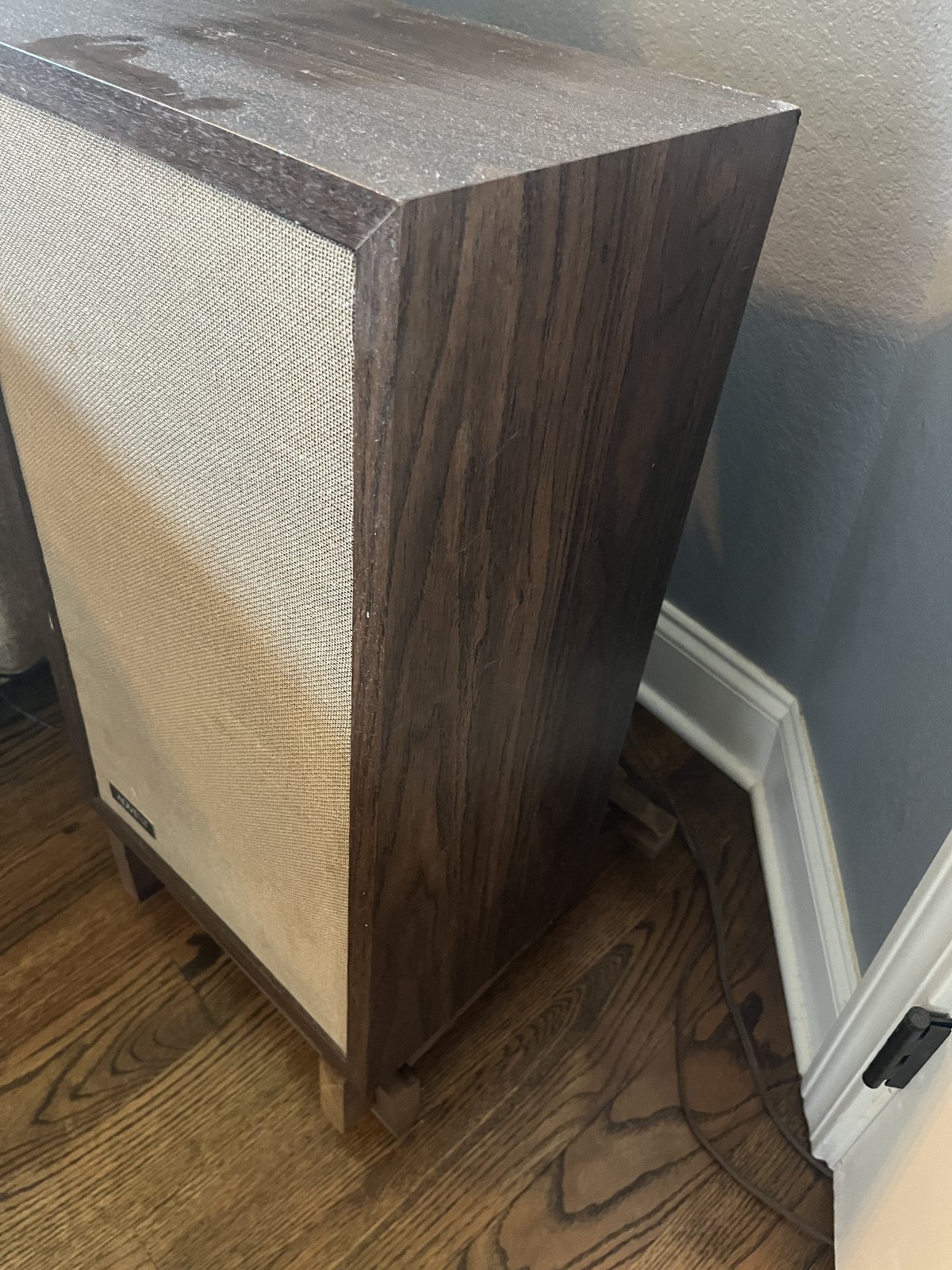 low profile tilted speaker stand wood pair finished rustic oak