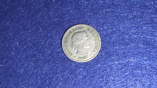 1907 Confoederatio Helvetica Switzerland 5 cent coin