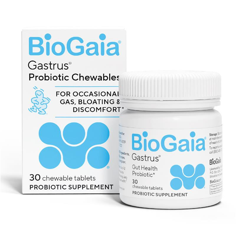 BioGaia Gastrus Chewable Probiotic, Gut Health, Dual Strain, 30 count, 1-Pack