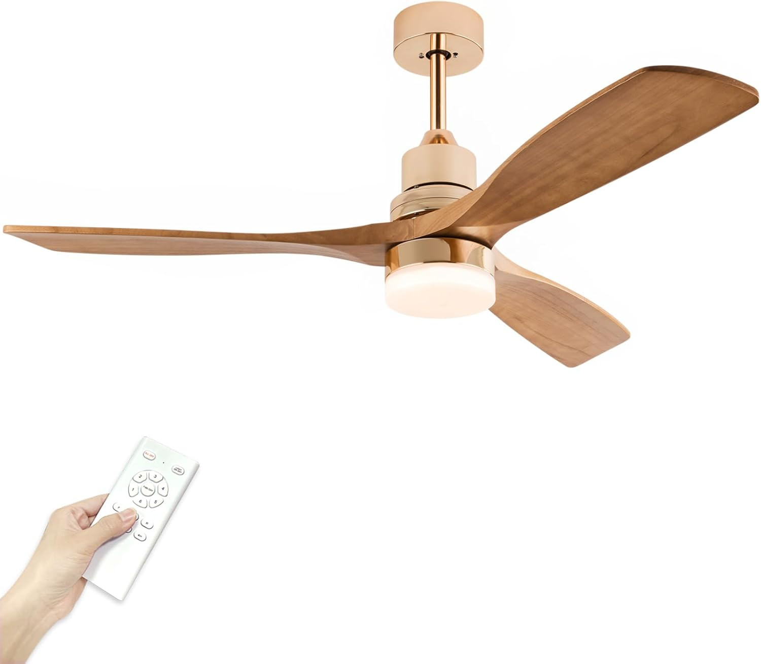 Rose Gold 48" Modern Ceiling Fan with Light & Remote, 6-Speed DC Motor