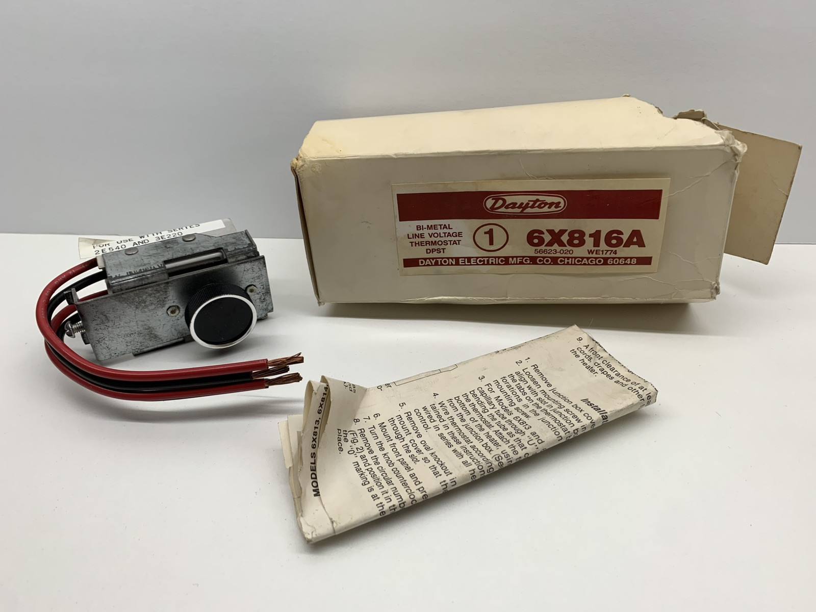 Dayton 6X816A Bi-Metal Line Voltage Thermostat DPST
