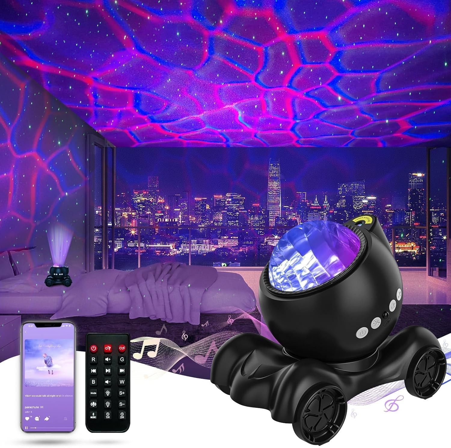 Star Projector, Galaxy Projector Built-in Bluetooth Speaker and 8 White Noise...