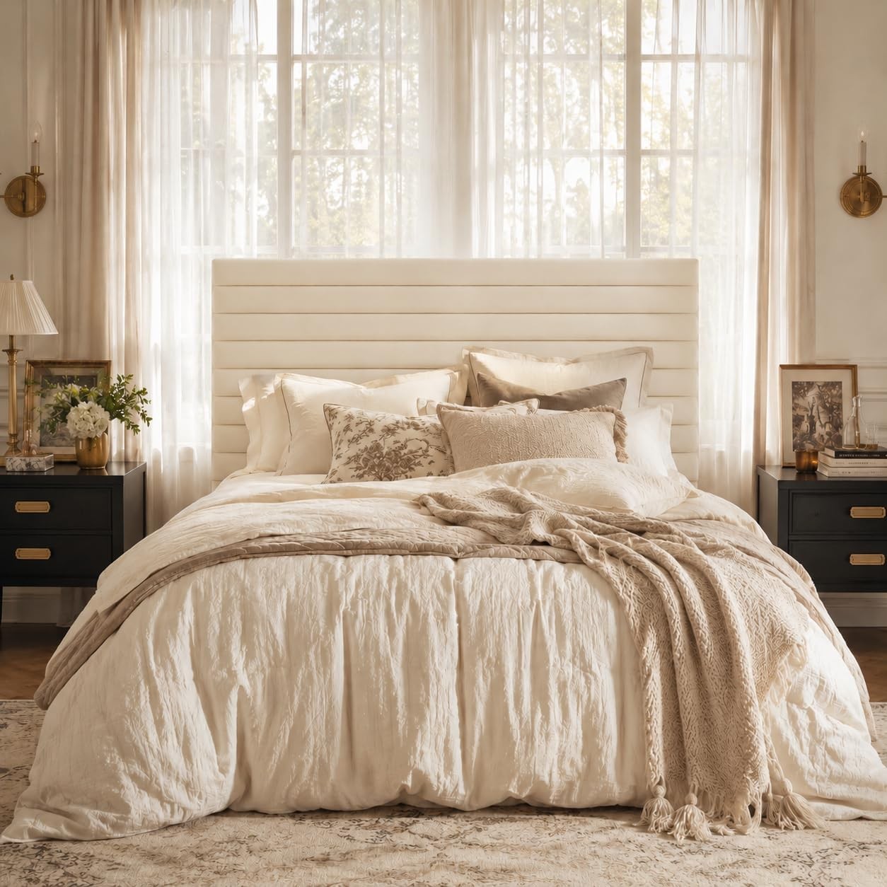 Full Bed Frame Velvet Upholstered Platform Bed with Adjustable Headboard