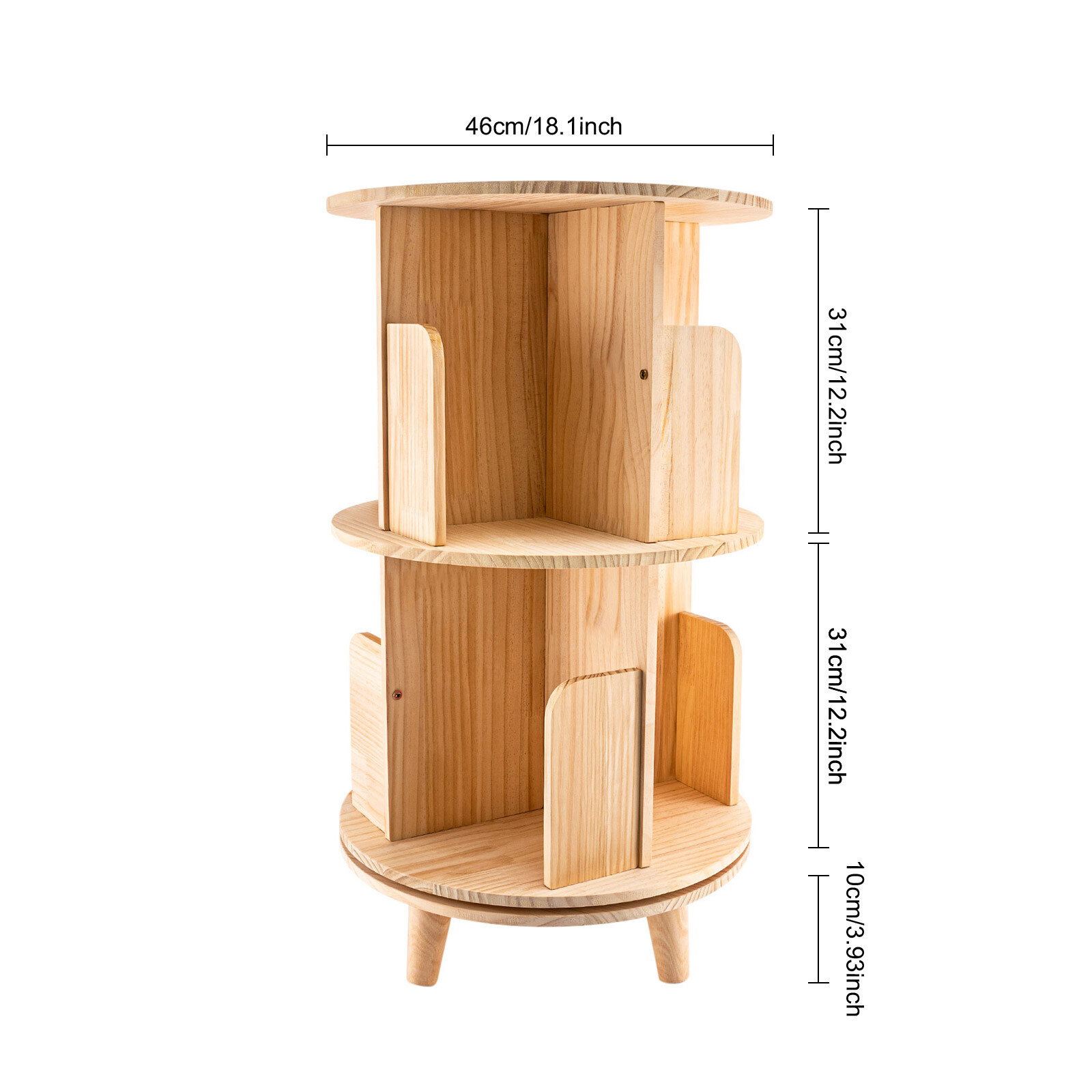 360 Rotating Bookshelf 2 Layer Display Rack Floor Standing BookcaseOrganizer