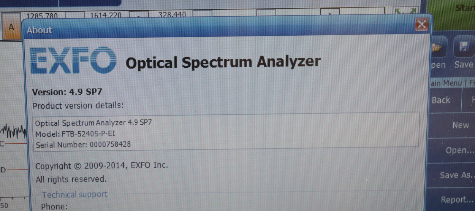 Exfo FTB-5240S-P Optical Spectrum Analyzer w/FTB-500 Benchtop Mainframe GOOD