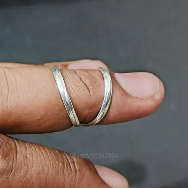 925 Sterling Silver Swan Neck Splint Ring: Arthritis DIP Joint Support All Size