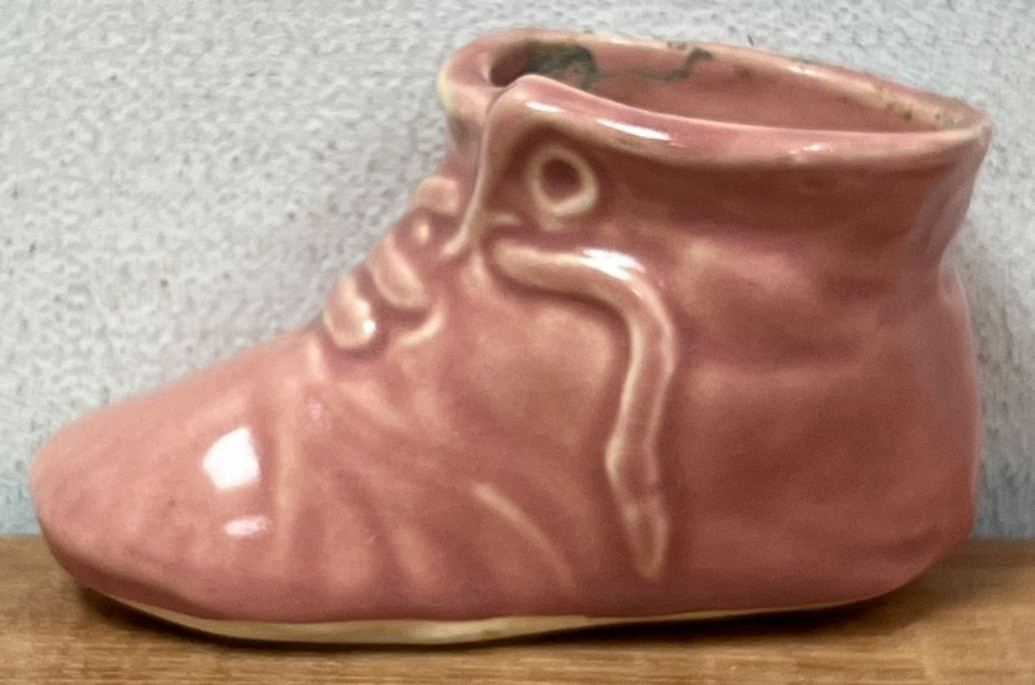 Ceramic USA Vintage Pink Shoe Bootie Planter