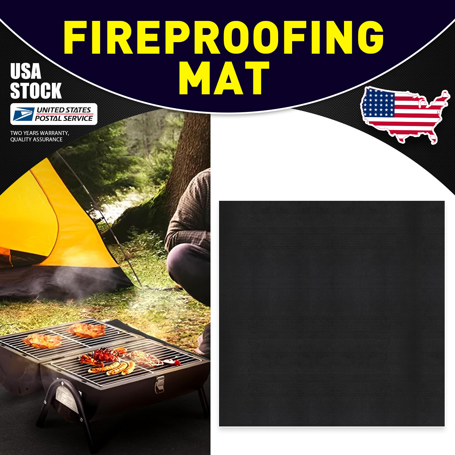 1sqm Fireproof Fireplace Carpet Grill Rug Protection Mat Flame Resistant Pad