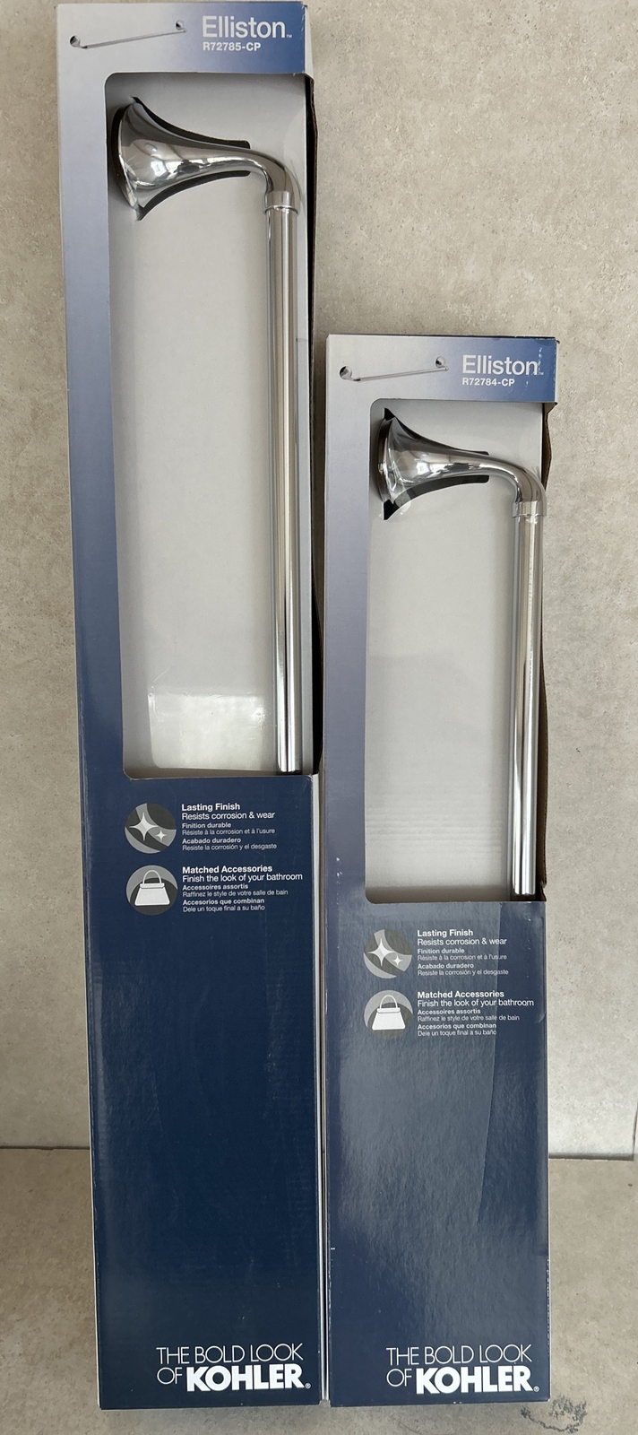 KOHLER K-R72784-CP Elliston 18 In. & R72784-CP 24 In. Towel Bar Polished Chrome