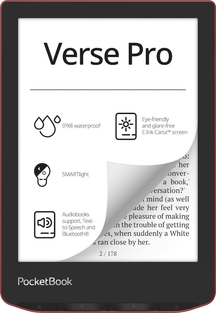 PocketBook Verse Pro E-Reader Waterproof, 6'' E-Ink Carta™ HD Touchscreen, Azure