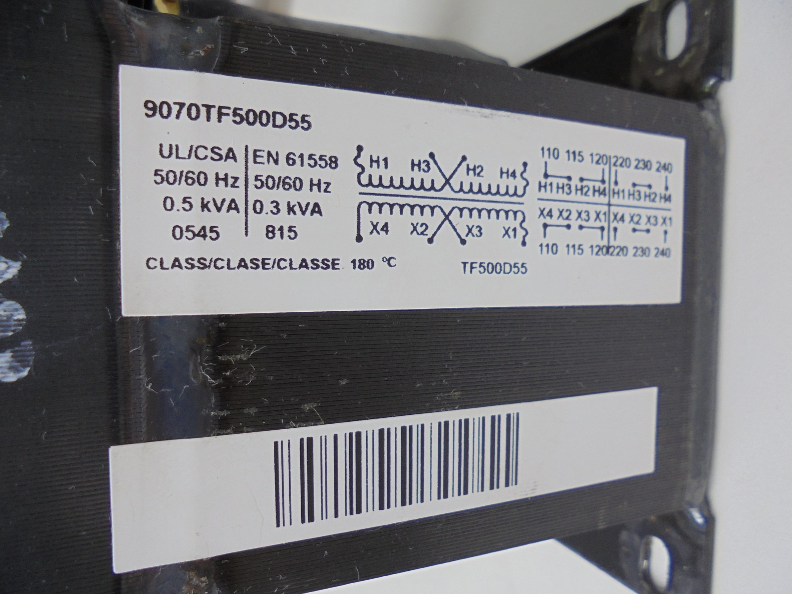 Square D 9070TF500D55 Control Transformer