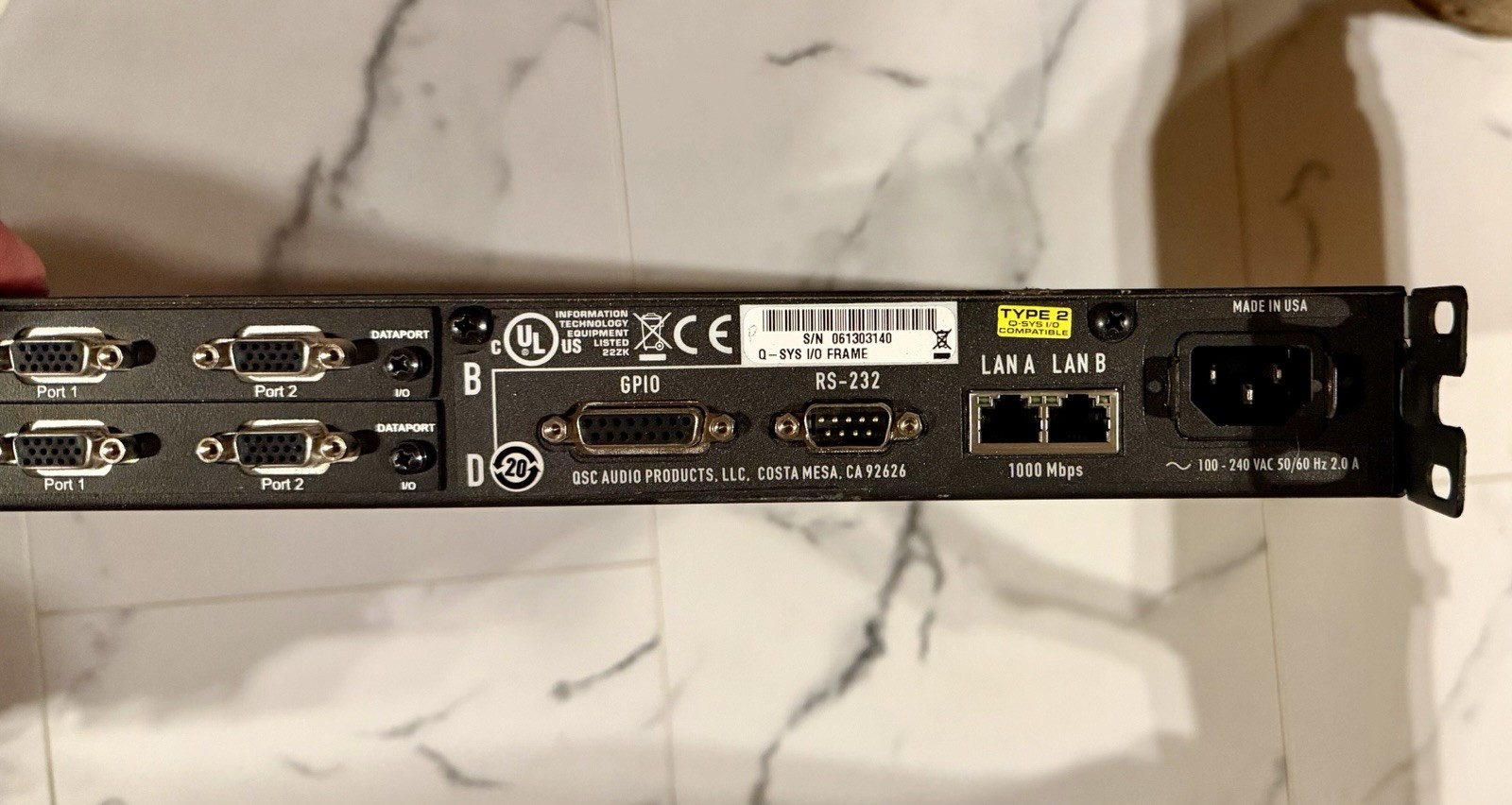 QSC Q-SYS I/O Card Frame Type 2 w/ Four CODP4 DataPorts Output Cards