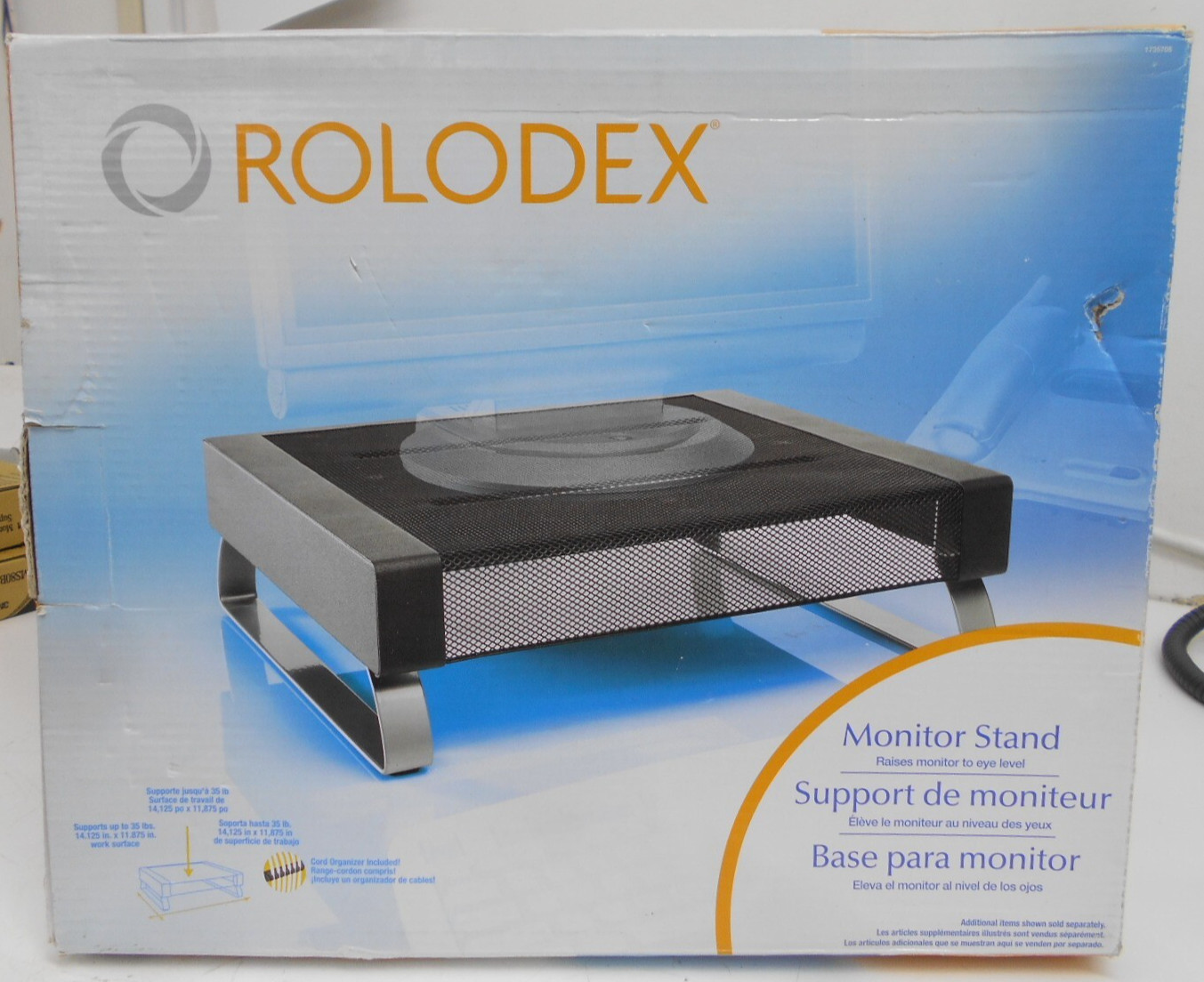 Rolodex 1735708 Monitor Stand Supports up to 35lbs Cord Organizer Included Qty 1