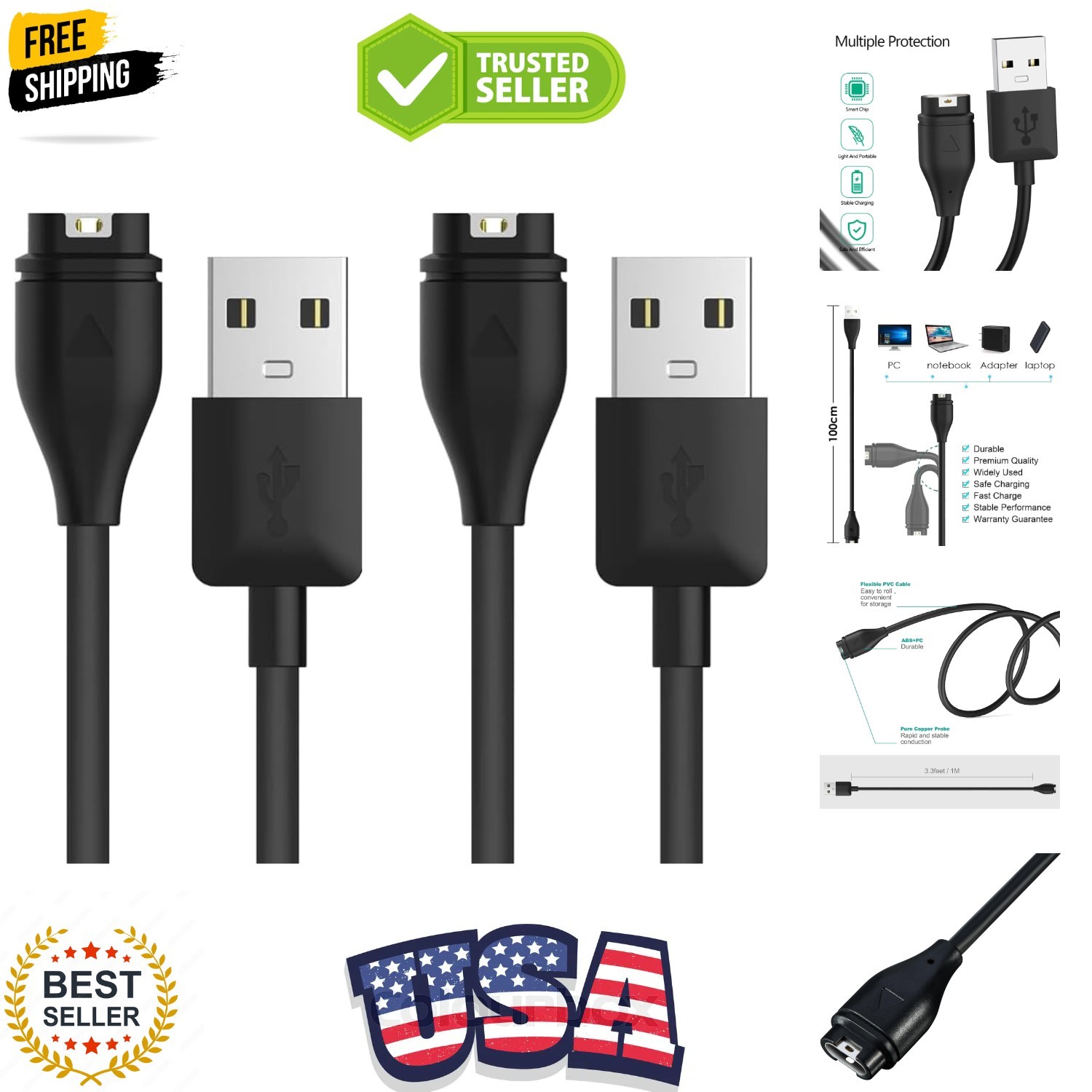 Charging Cable Compatible for Garmin Venu 2/Venu 2 Plus/Venu 2S/Venu 3/Venu 3...