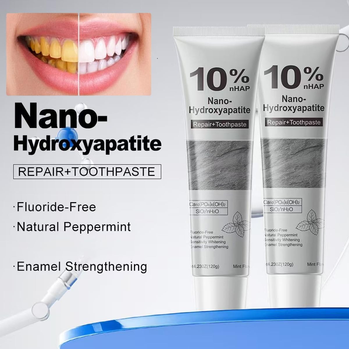 2 PCS Hydroxyapatite Toothpaste,10% Nano 4.23 Ounce (Pack of 2)