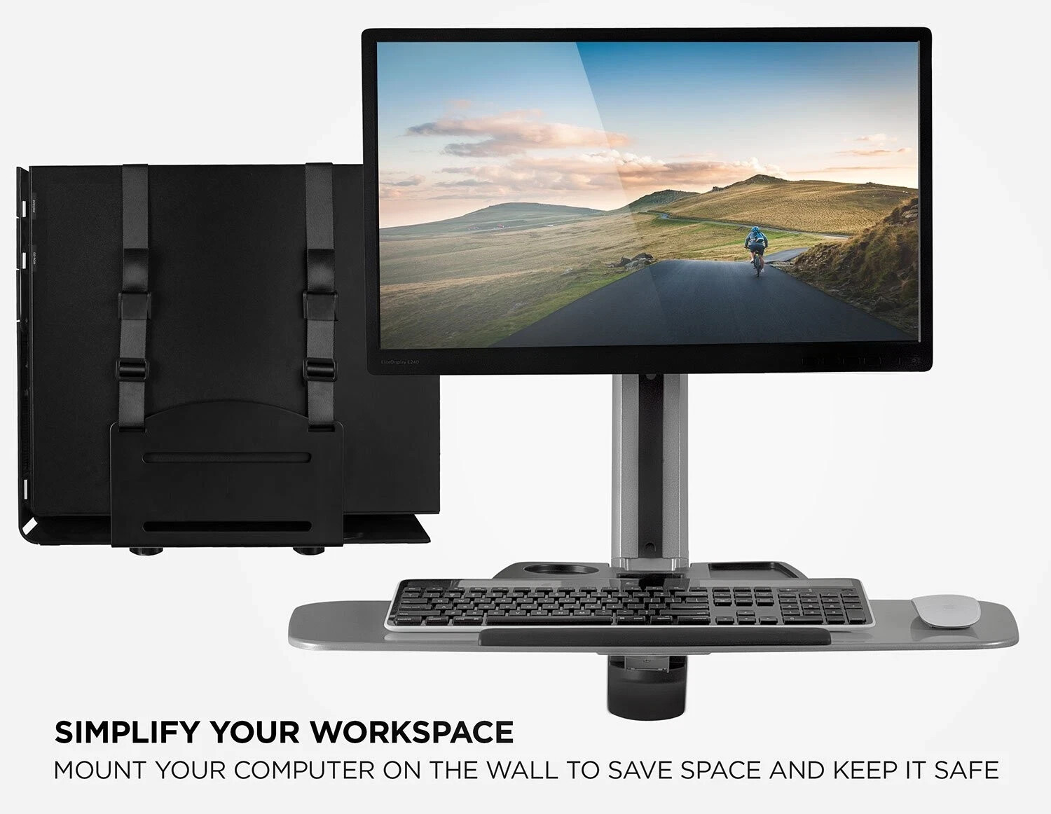 Mount-It! CPU Wall Mount Bracket, Desktop Computer Tower Holder with Safety S...