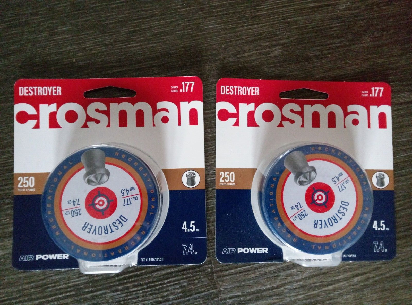 Crosman- Destroyer Pellets .177 Cal. 4.5mm 7.4gr 250ct. Target Air Rifle 2 Pack