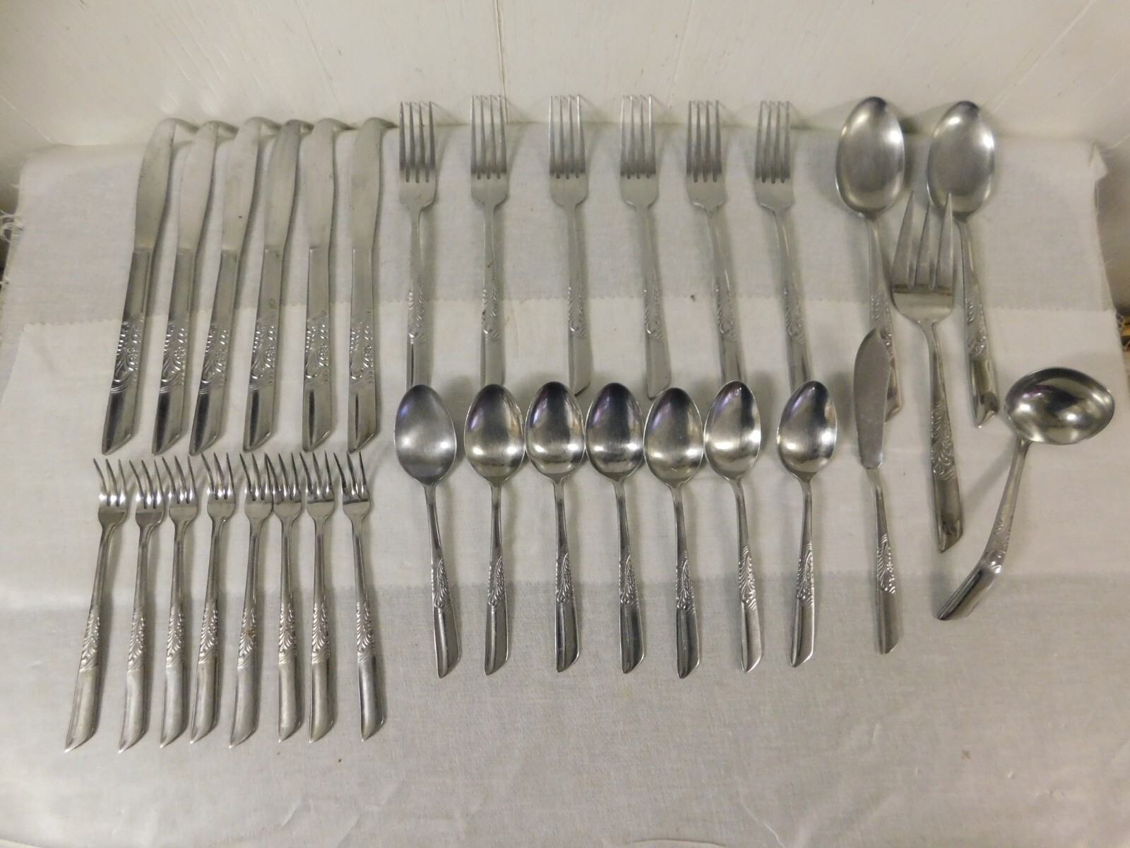 N. S. Co National Stainless Flatware Set Japan Scroll Pattern