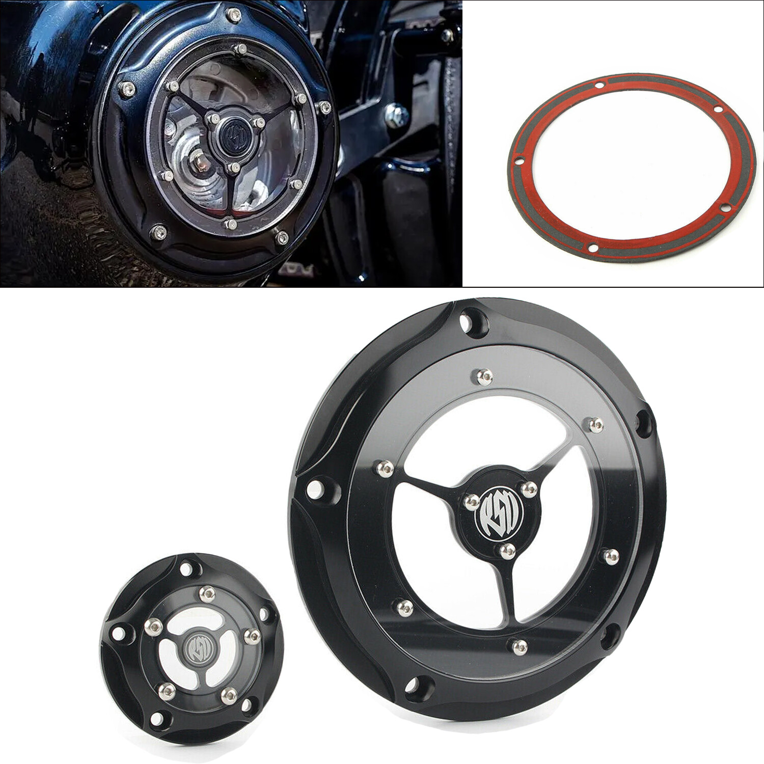 RSD Black Derby Timer Cover For Harley Dyna Wide Street Glide Road King FLHR/X