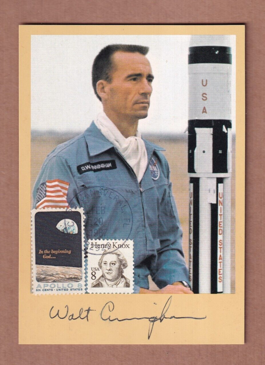 4.125x5.875" card Apollo Astronaut Walt Walter Cunningham signed in ballpoint